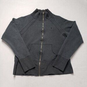 Champion Jacket Women XL Gray Fleece Full Zip Sweatshirt Yoga Workout Y2k Fitted